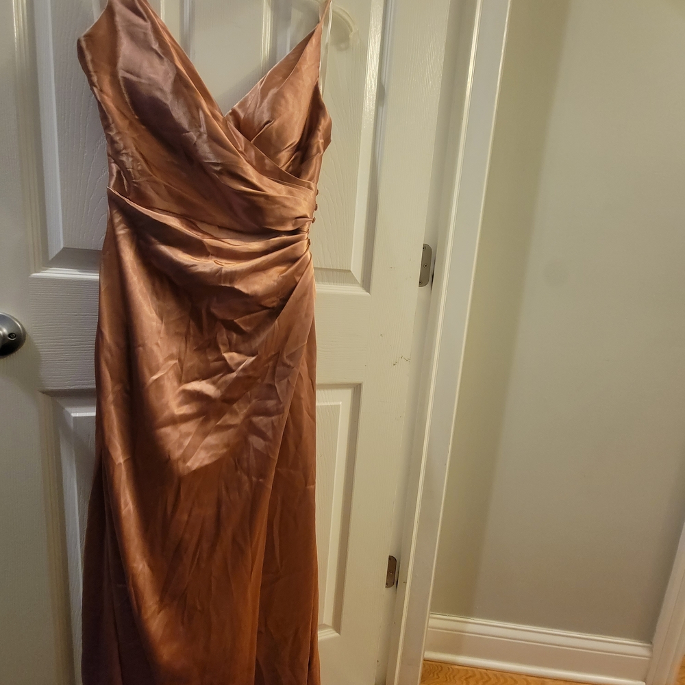 Strapless Satin Evening Gown in Copper